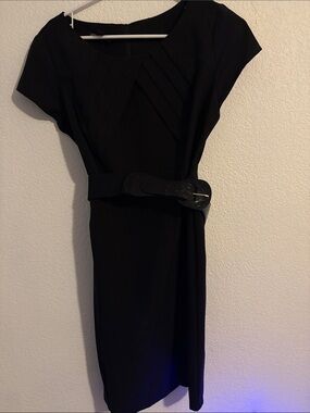 BCX Black Midi Sheath Dress with Belt